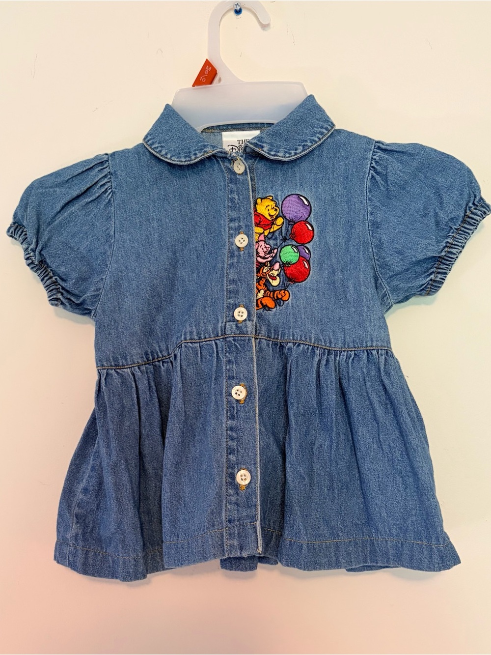 Vintage Disney Embroidered Winnie The Pooh Denim Dress Size 2T